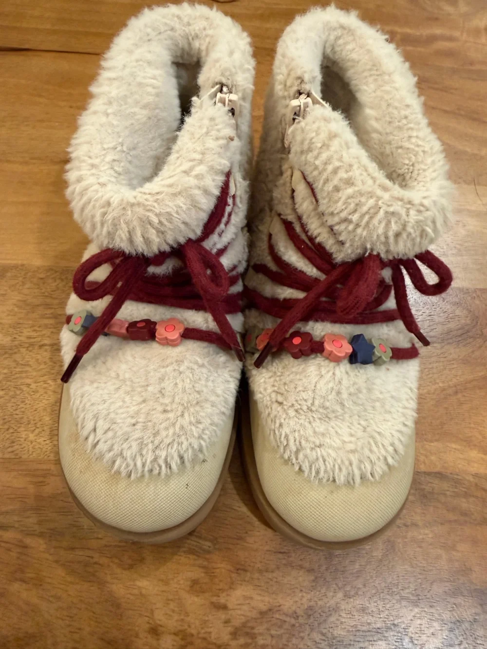 Zara Cream Faux Shearling Ankle Boots Kid’s Size 28 (US 11)